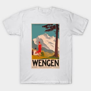 Wengen, Switzerland - Vintage Travel Poster Design T-Shirt